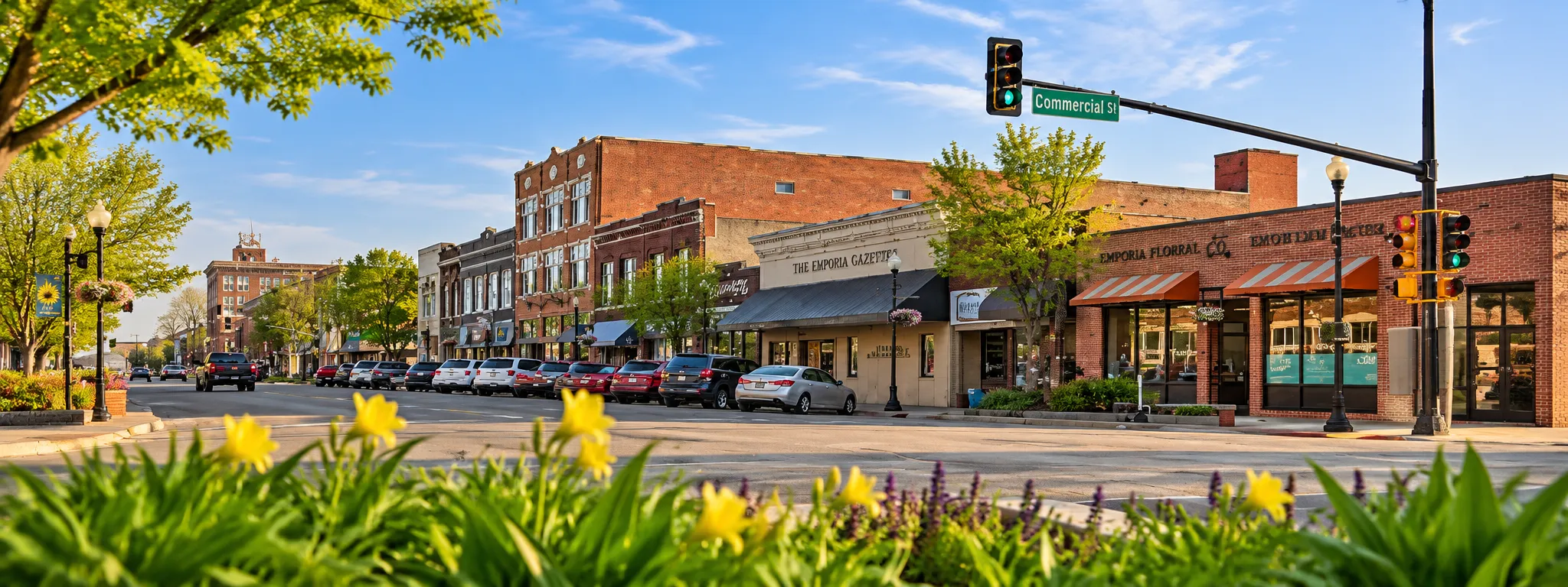 Commercial Street storefronts in Emporia, Kansas