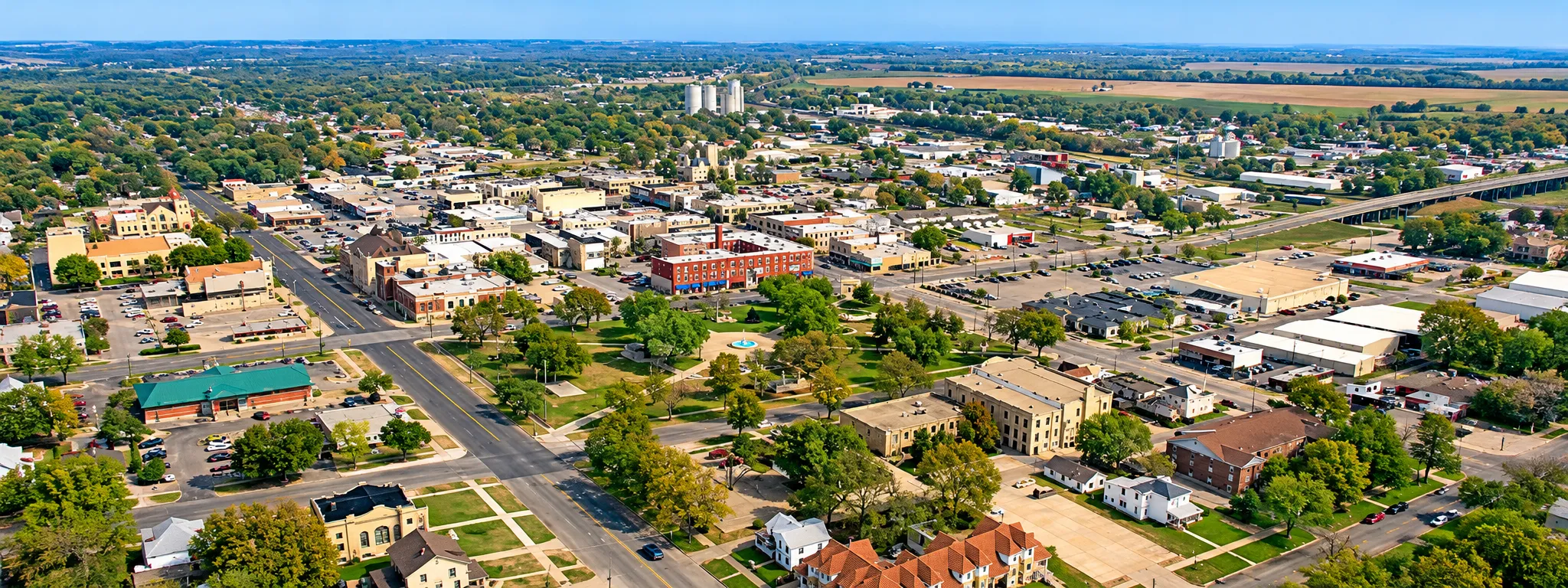 Aerial view of Junction City, Kansas